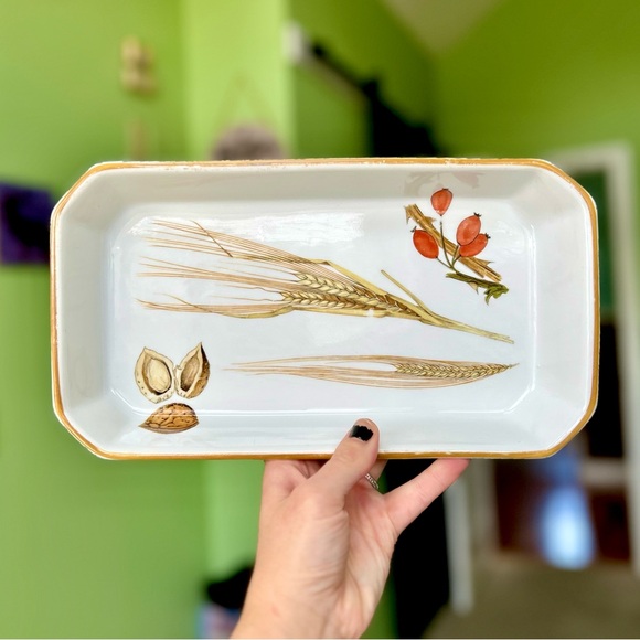 VTG Royal Worcester Wheat Walnut Berries Rectangular Kitchen Serving Tray - Picture 2 of 9